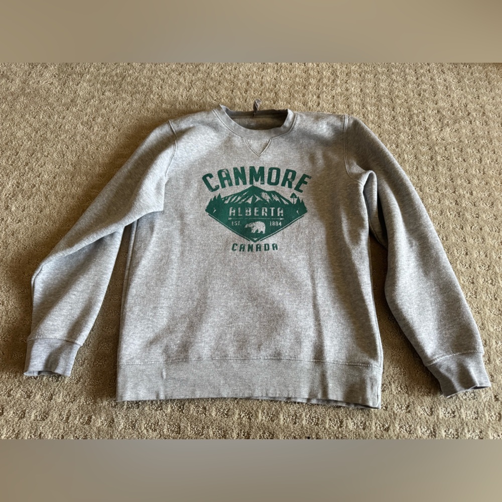 Canmore Grey Crewneck Sweatshirt with Green Print